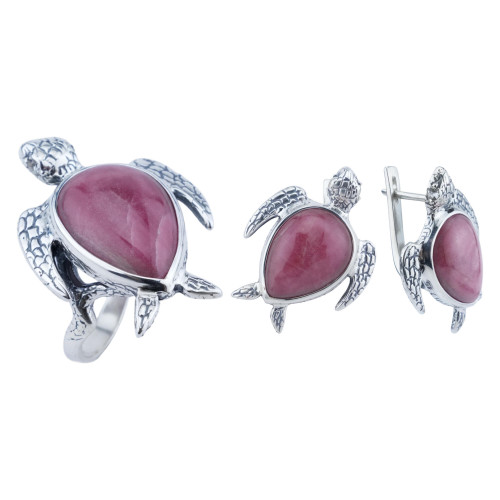 Серьги с10322 (12.10 г), серебро,  Розовый, Белый Родонит, Топаз купить в интернет-магазине Циркон С