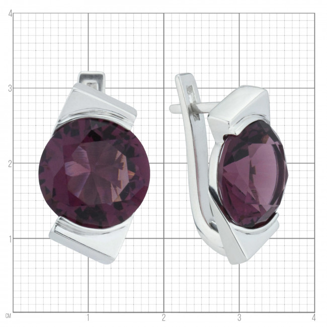 Серьги с10325 (9.05 г), серебро, бордовый, кварц (имит) купить в интернет-магазине Циркон С