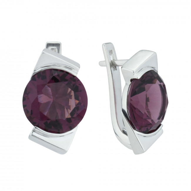 Серьги с10325 (9.05 г), серебро, бордовый, кварц (имит) купить в интернет-магазине Циркон С