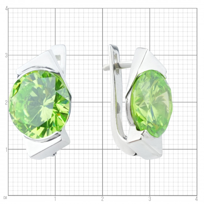 Серьги с10325 (13.07 г), серебро, лимонный, фианит купить в интернет-магазине Циркон С
