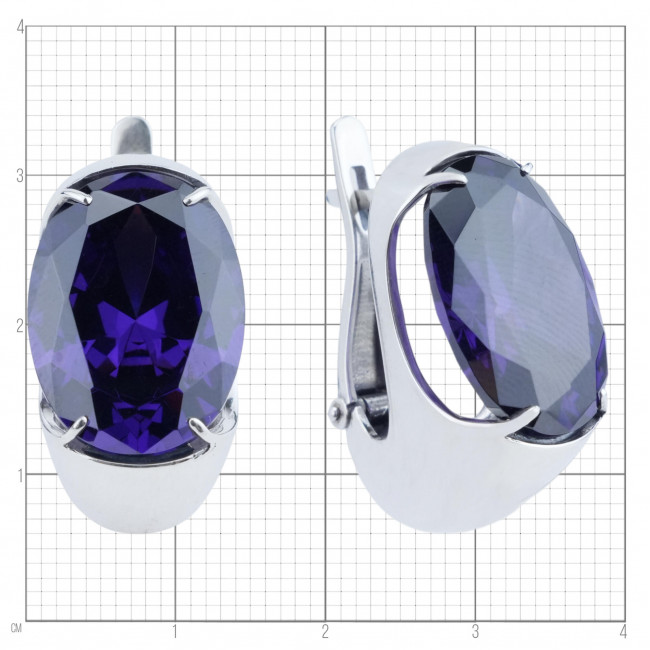 Серьги с10331 (23.90 г), серебро, фиолетовый, фианит купить в интернет-магазине Циркон С