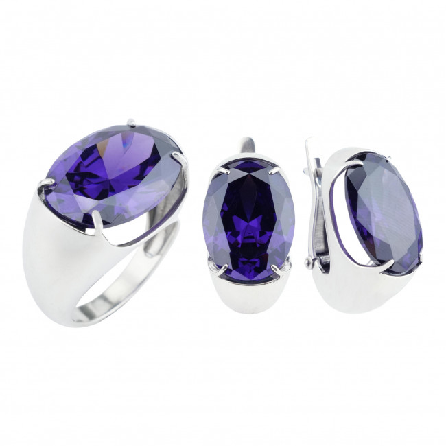 Серьги с10331 (23.90 г), серебро, фиолетовый, фианит купить в интернет-магазине Циркон С