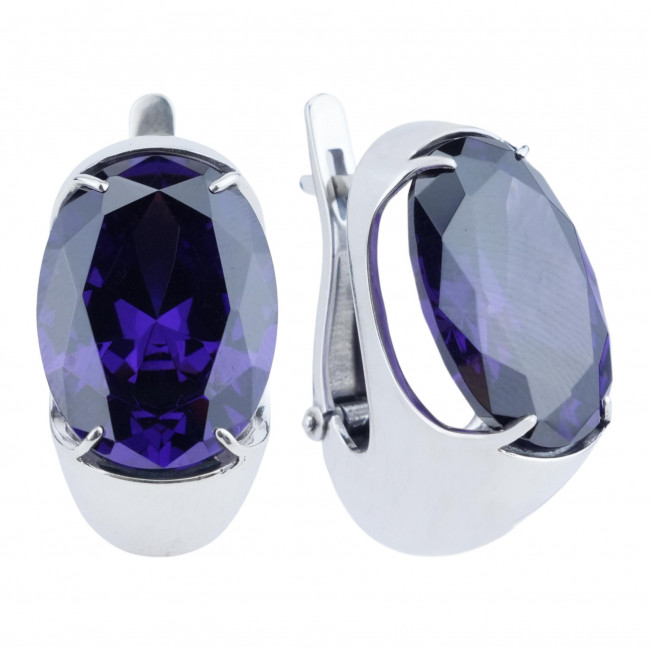 Серьги с10331 (23.90 г), серебро, фиолетовый, фианит купить в интернет-магазине Циркон С