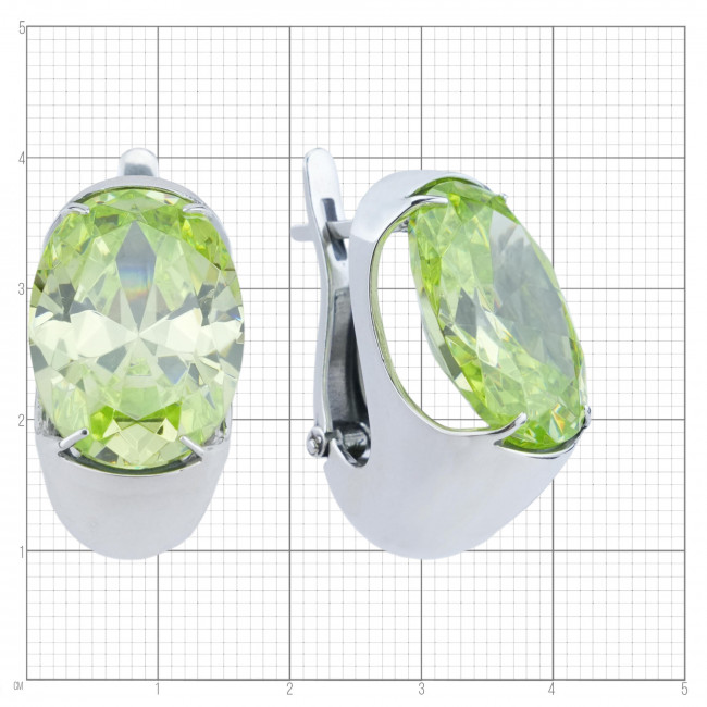 Серьги с10331 (24.03 г), серебро, лимонный, фианит купить в интернет-магазине Циркон С
