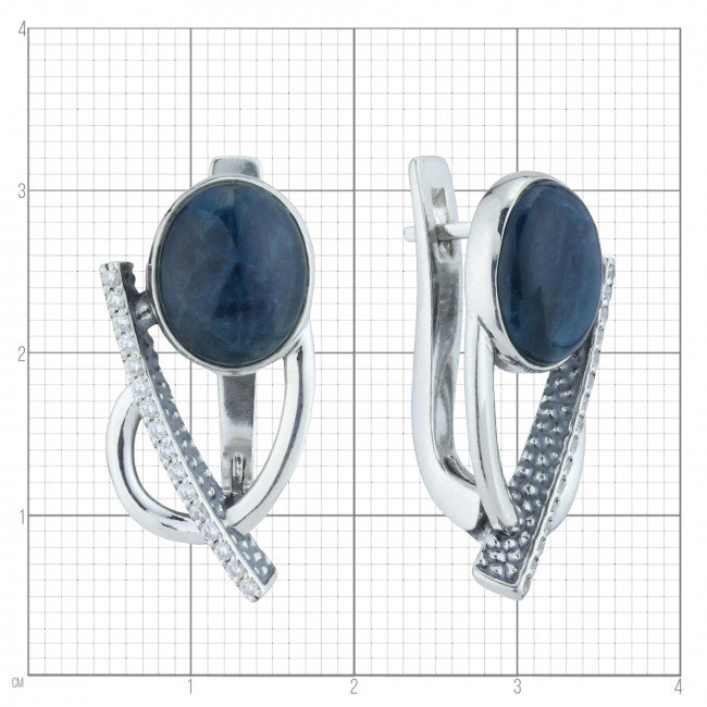 Серьги с10350 (9.28 г), серебро, синий, бесцветный, апатит, фианит купить в интернет-магазине Циркон С