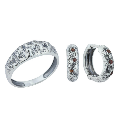 Серьги с10351 (3.55 г), серебро,  Красный Гранат купить в интернет-магазине Циркон С