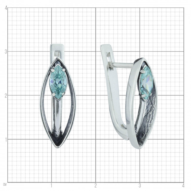 Серьги с10360 (5.49 г), серебро, зеленый, фианит купить в интернет-магазине Циркон С