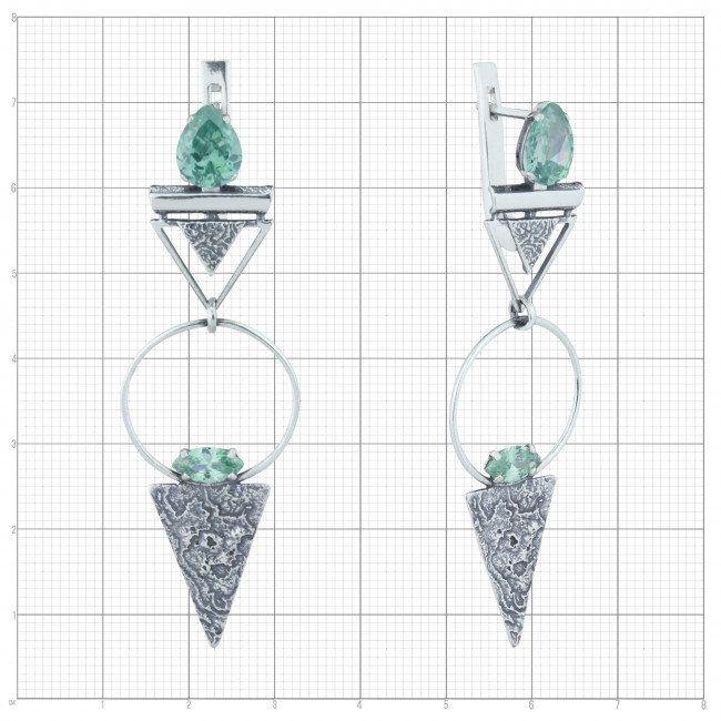 Серьги с10362 (7.96 г), серебро, зеленый, фианит купить в интернет-магазине Циркон С