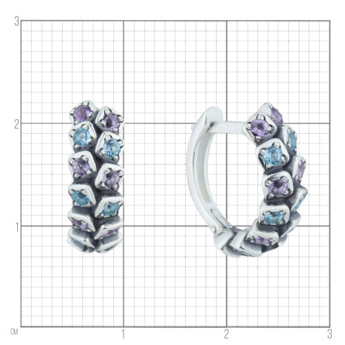 Серьги с10366 (4.68 г), серебро,  Фиолетовый, Голубой Аметист, Топаз Свисс купить в интернет-магазине Циркон С