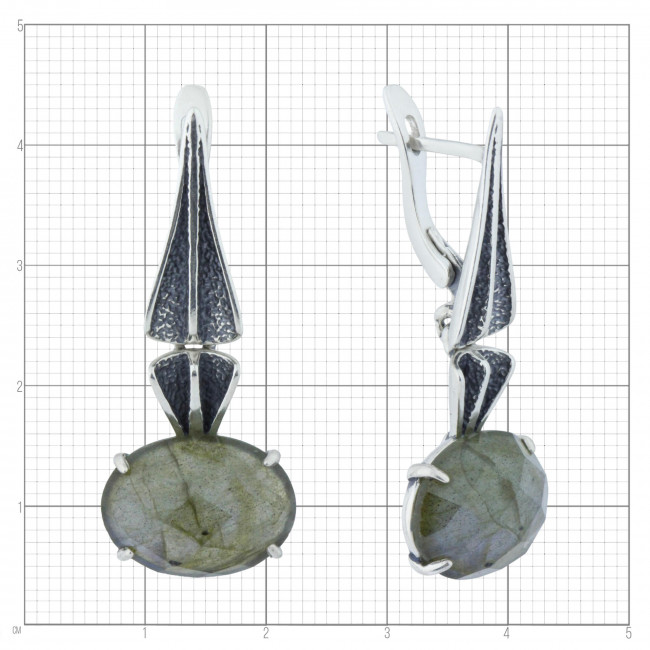 Серьги с10368 (8.57 г), серебро, синий, лабрадор купить в интернет-магазине Циркон С