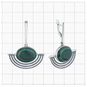 Серьги из серебра с малахитом с10369
