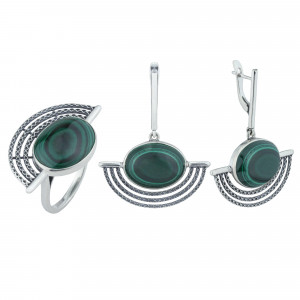 Серьги из серебра с малахитом с10369