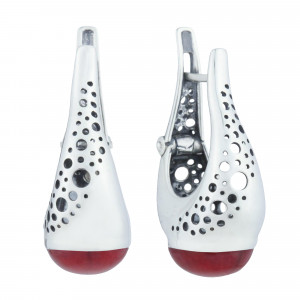 Серьги из серебра с кораллом с10371