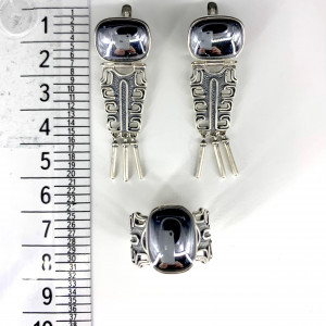 Серьги с1102 (11.88 г), серебро,  Стальной Гематит (Имит) купить в интернет-магазине Циркон С