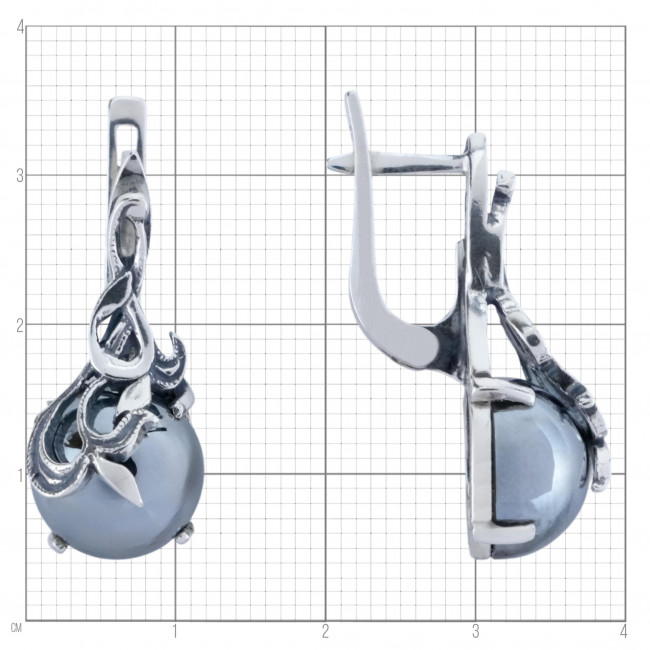 Серьги с1123 (8.79 г), серебро, стальной, гематит (имит) купить в интернет-магазине Циркон С