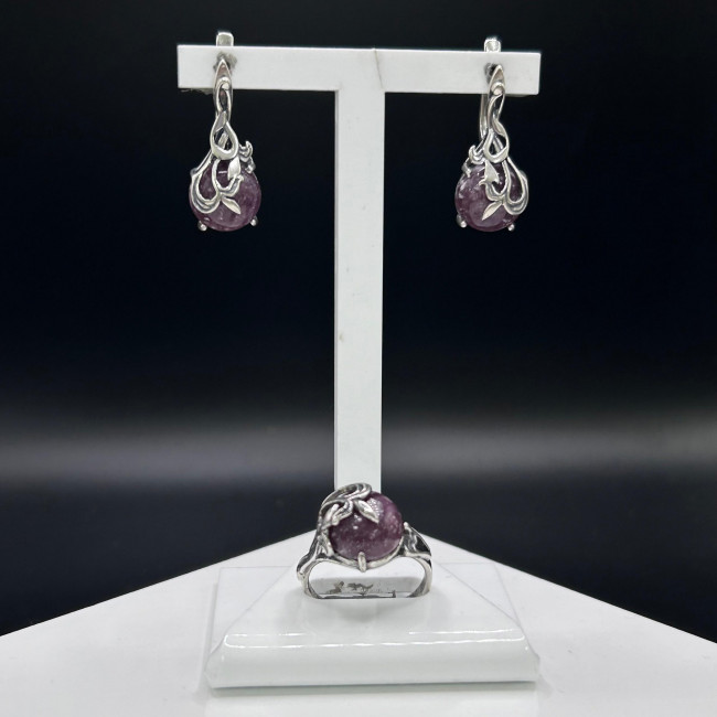 Серьги с1123 (8.32 г), серебро, фиолетовый, лепидолит купить в интернет-магазине Циркон С