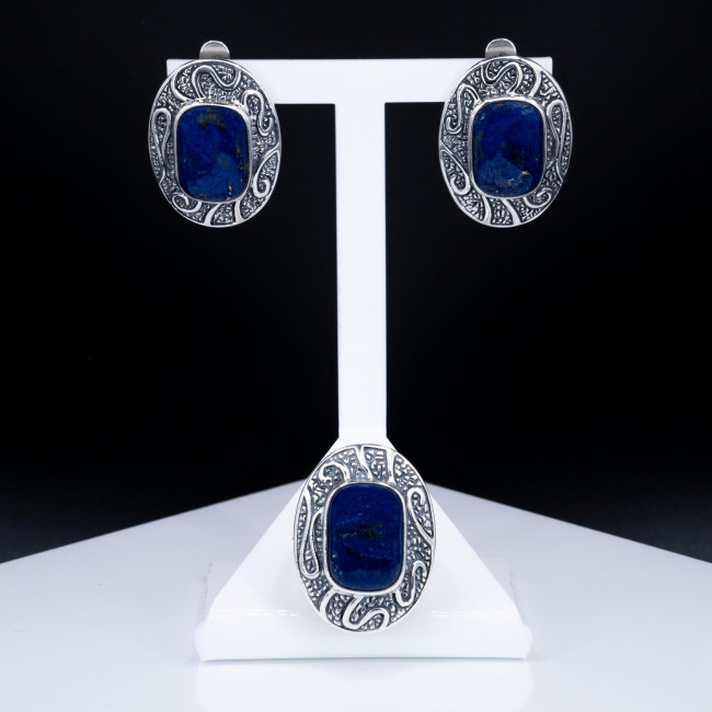 Серьги с1148 (14.72 г), серебро, синий, лазурит купить в интернет-магазине Циркон С