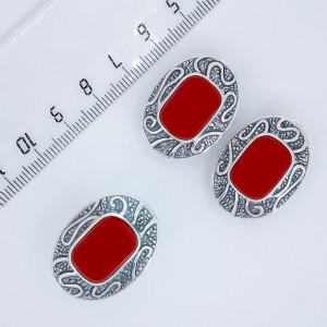 Серьги с1148 (13.39 г), серебро,  Красный Коралл (Имит) купить в интернет-магазине Циркон С