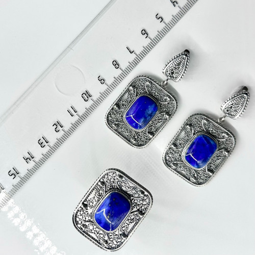 Серьги с1222 (18.60 г), серебро,  Синий Лазурит купить в интернет-магазине Циркон С
