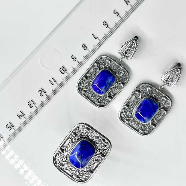 Серьги с1222 (18.60 г), серебро, синий, лазурит купить в интернет-магазине Циркон С