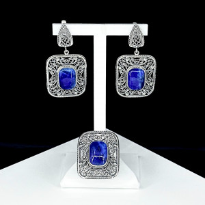 Серьги с1222 (18.60 г), серебро,  Синий Лазурит купить в интернет-магазине Циркон С