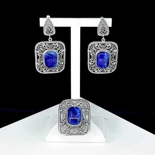Серьги с1222 (18.60 г), серебро,  Синий Лазурит купить в интернет-магазине Циркон С
