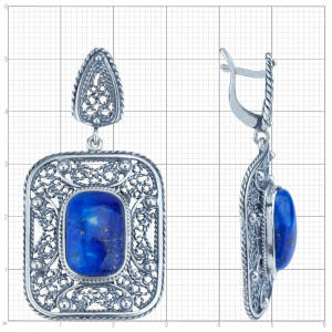 Серьги с1222 (18.60 г), серебро,  Синий Лазурит купить в интернет-магазине Циркон С