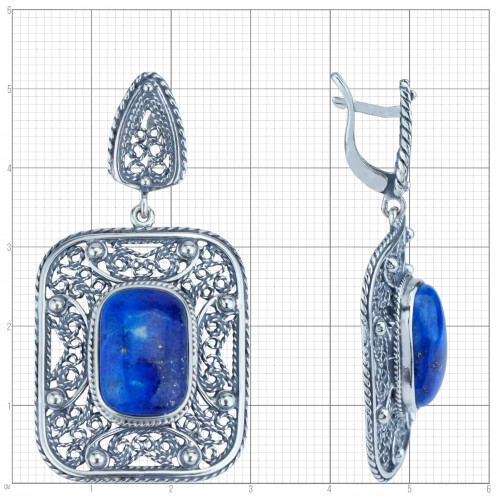 Серьги с1222 (18.60 г), серебро,  Синий Лазурит купить в интернет-магазине Циркон С