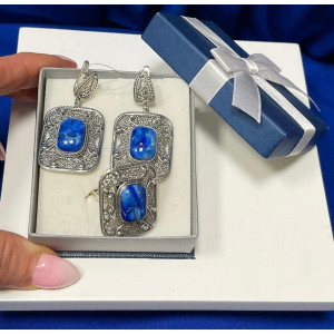 Серьги с1222 (18.60 г), серебро,  Синий Лазурит купить в интернет-магазине Циркон С