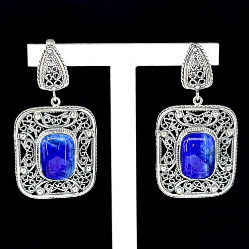 Серьги с1222 (18.60 г), серебро,  Синий Лазурит купить в интернет-магазине Циркон С