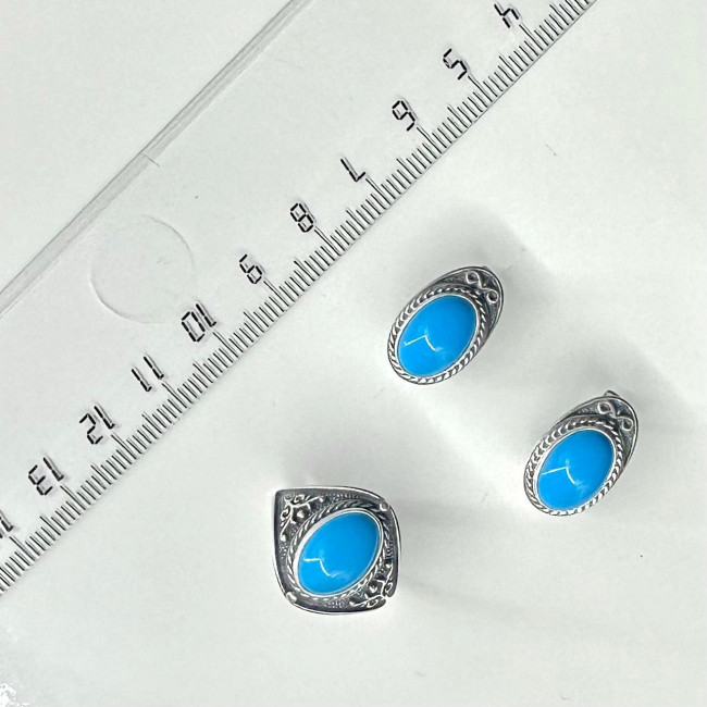 Серьги с123 (6.76 г), серебро, голубой, бирюза (имит) купить в интернет-магазине Циркон С