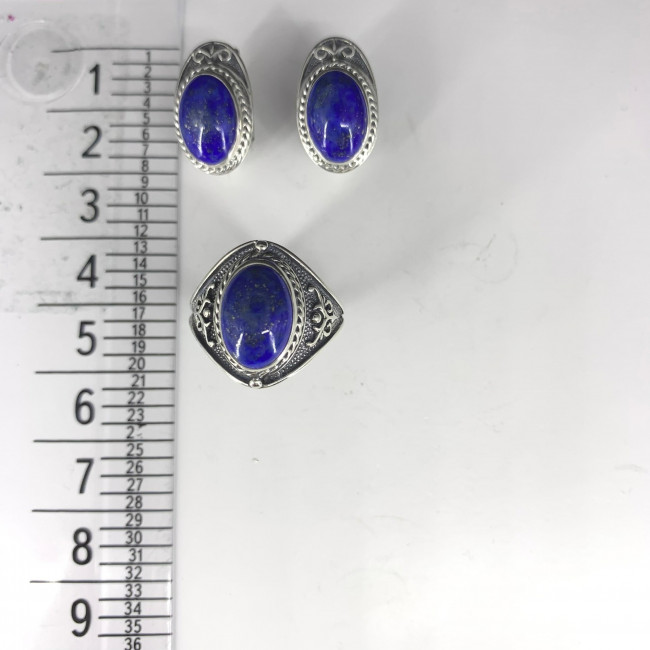 Серьги с123 (7.66 г), серебро, синий, лазурит купить в интернет-магазине Циркон С
