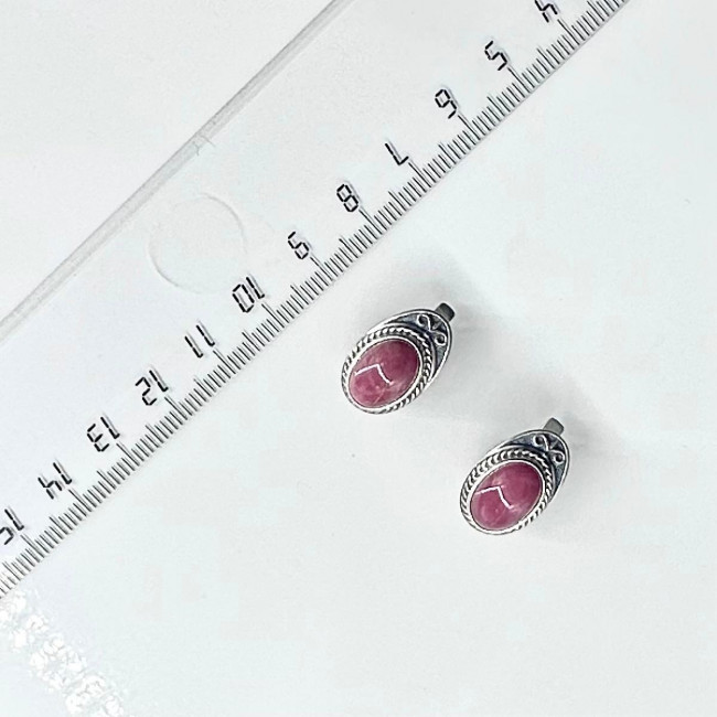 Серьги с123 (7.80 г), серебро, розовый, родонит купить в интернет-магазине Циркон С