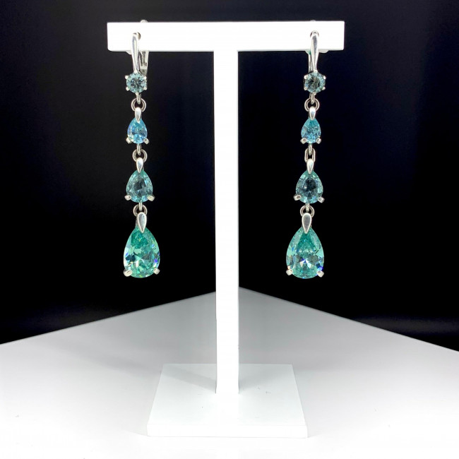 Серьги с1298 (12.60 г), серебро, зеленый, фианит купить в интернет-магазине Циркон С