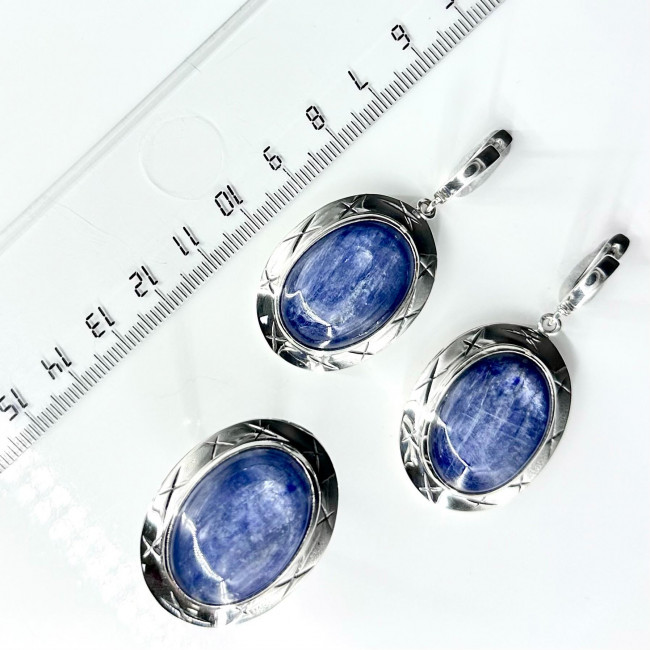 Серьги с1300 (29.08 г), серебро, синий, кианит купить в интернет-магазине Циркон С