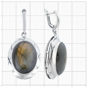 Серьги с1300 (28.15 г), серебро,  Рыжий Лабрадор купить в интернет-магазине Циркон С