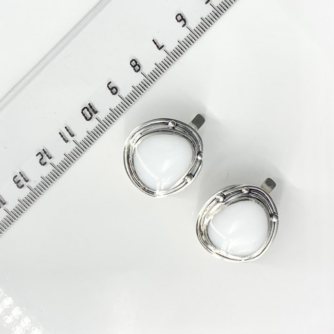 Серьги с1311 (11.51 г), серебро, белый, кахолонг (имит) купить в интернет-магазине Циркон С