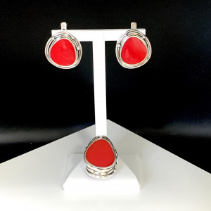 Серьги с1311 (10.99 г), серебро,  Красный Коралл (Имит) купить в интернет-магазине Циркон С