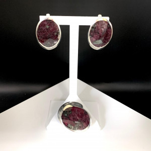 Серьги с1316 (13.59 г), серебро,  Бордовый Эвдиалит купить в интернет-магазине Циркон С