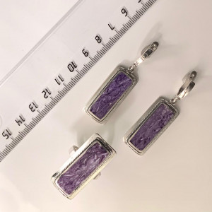 Серьги с1324 (16.16 г), серебро,  Фиолетовый Чароит купить в интернет-магазине Циркон С