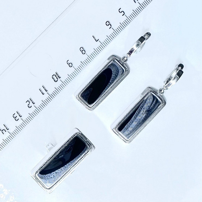 Серьги с1324 (15.50 г), серебро, стальной, гематит (имит) купить в интернет-магазине Циркон С