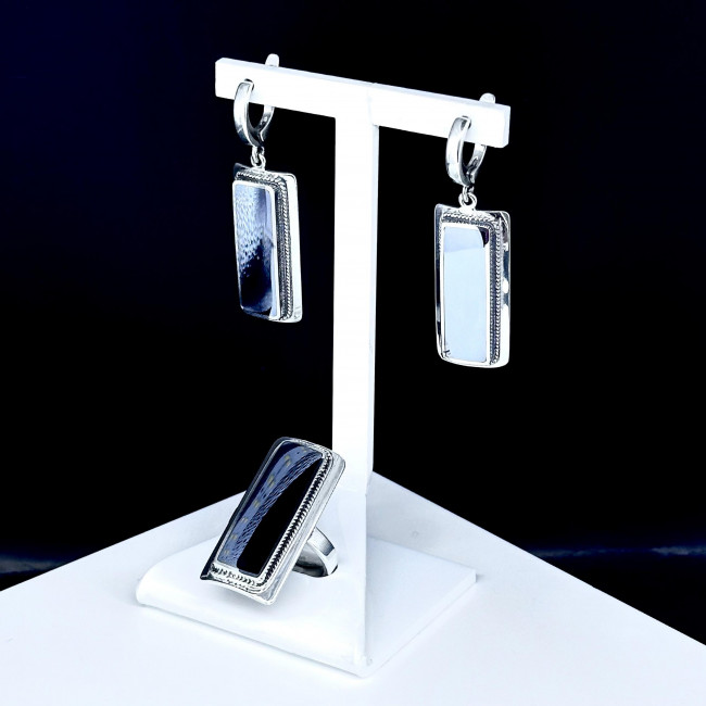 Серьги с1324 (15.50 г), серебро, стальной, гематит (имит) купить в интернет-магазине Циркон С
