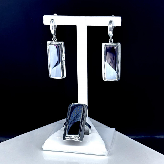 Серьги с1324 (15.50 г), серебро, стальной, гематит (имит) купить в интернет-магазине Циркон С