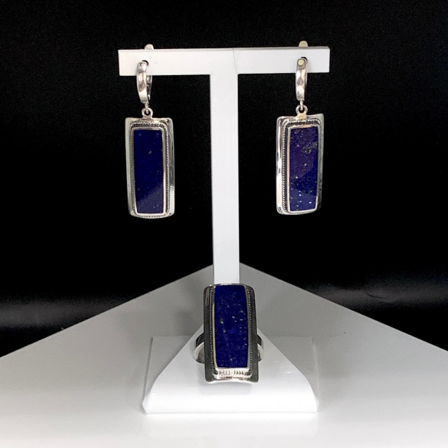 Серьги с1324 (16.19 г), серебро, синий, лазурит купить в интернет-магазине Циркон С