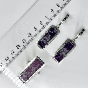 Серьги с1324 (15.40 г), серебро,  Фиолетовый Лепидолит купить в интернет-магазине Циркон С