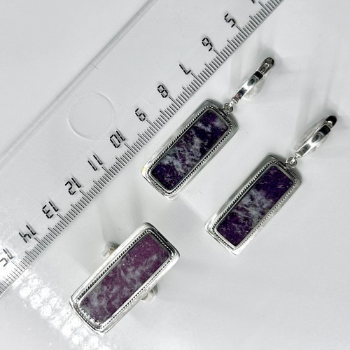 Серьги с1324 (15.40 г), серебро,  Фиолетовый Лепидолит купить в интернет-магазине Циркон С