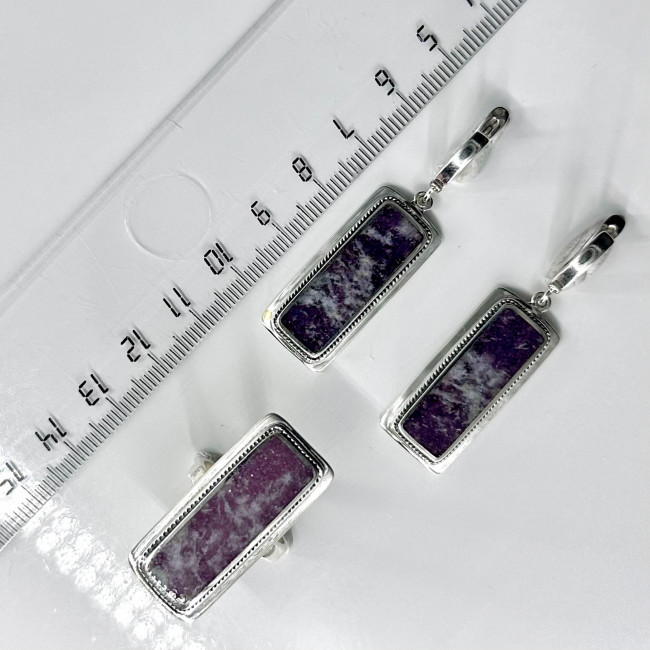 Серьги с1324 (15.40 г), серебро, фиолетовый, лепидолит купить в интернет-магазине Циркон С