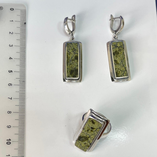 Серьги с1324 (15.92 г), серебро,  Зеленый Змеевик купить в интернет-магазине Циркон С