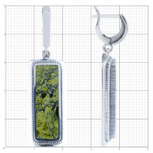 Серьги с1324 (15.92 г), серебро,  Зеленый Змеевик купить в интернет-магазине Циркон С
