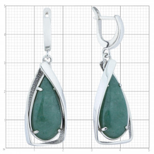 Серебряные серьги с крупным камнем с1326